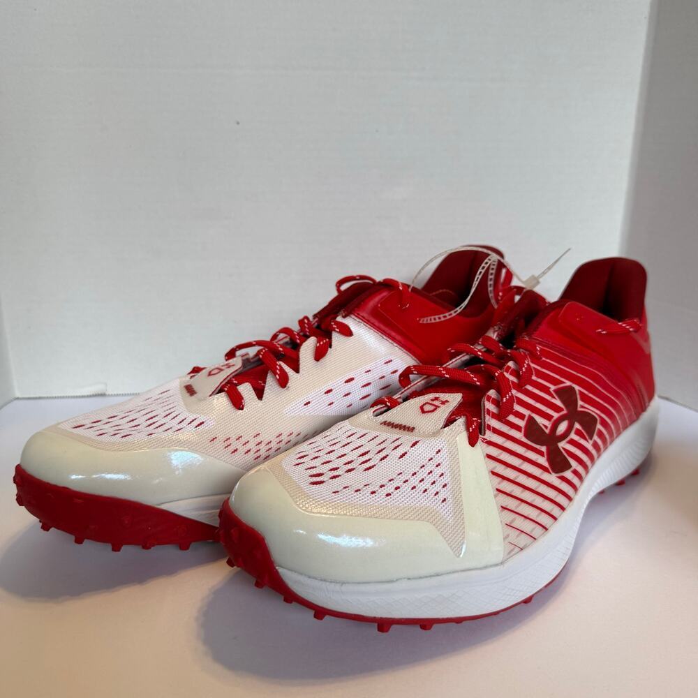Under Armour Yard Low Turf Shoes Red White Mens 15 Baseball Cleats NWOB